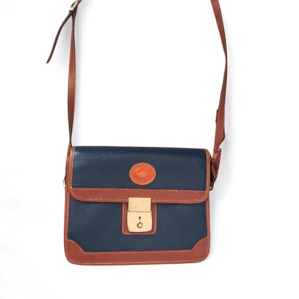 Dooney & Bourke Navy and Brown Leather Crossbody Bag